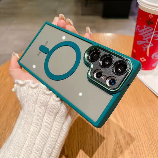 Transparent Magnetic Case for Samsung S25 S24 Ultra S23 Plus S22 S21 S20 FE Camera Protection Acrylic Hard Wireless Charge Cover