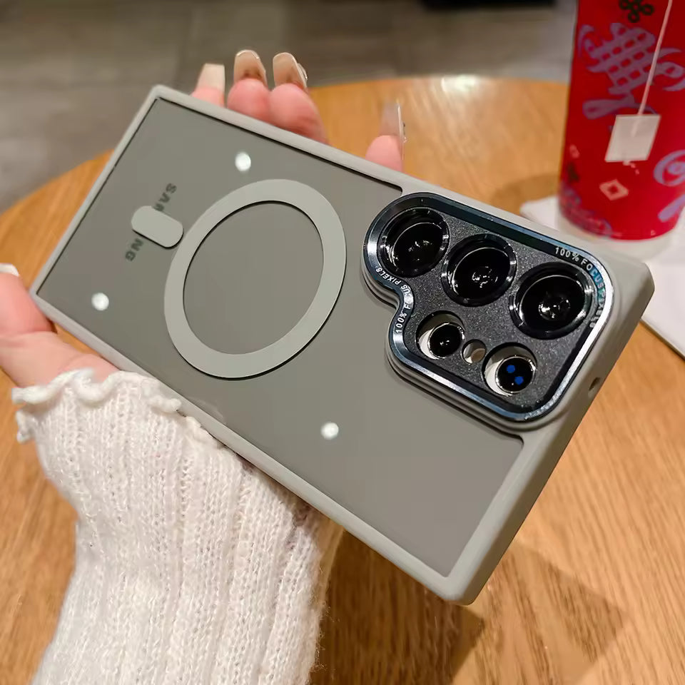 Transparent Magnetic Case for Samsung S25 S24 Ultra S23 Plus S22 S21 S20 FE Camera Protection Acrylic Hard Wireless Charge Cover